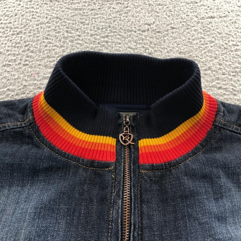 Vintage Rocawear Jacket Girls XL (18-20) Blue Denim Zip Felt Logo Y2k Hip Hop